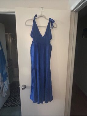 Blue Tie-Shoulder Maxi Dress - Women